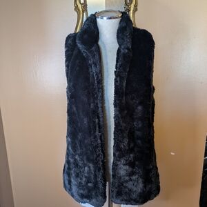 Black Faux Fur Vest